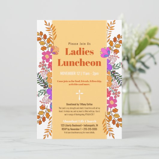 Herfst Bloemen Dames Kerk Luncheon In Kaart (Staand voorkant)