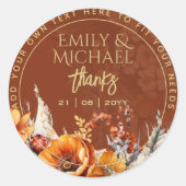 HERFST BLOEMEN DANK JE WEL GUNST GESCHENK ENVELOPE RONDE STICKER (Voorkant)