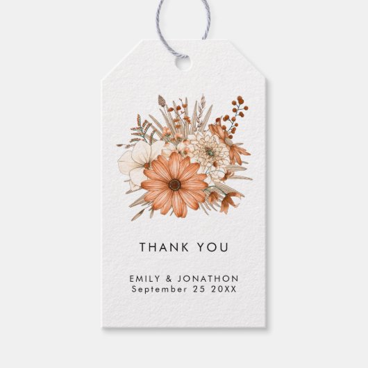 Herfst Bloemen Dank u Namen Bruiloft Cadeaulabel (Voorkant)