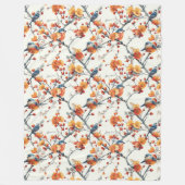 Herfst Bloemen Deken met Kleurrijke Vogels in Vluc (Voorkant)