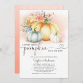 Herfst bloemen een klein pompoenHerfst Baby shower Kaart (Voorkant / Achterkant)