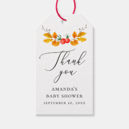 Herfst bloemen. Elegant herfst baby shower dank u Cadeaulabel