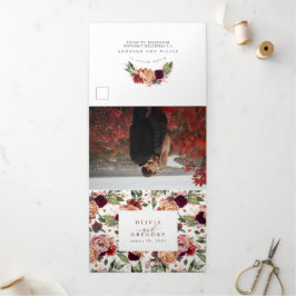 Herfst bloemen Elegant modern Botanical Wedding Drieluik Uitnodiging