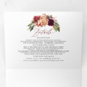 Herfst bloemen Elegant modern Botanical Wedding Drieluik Uitnodiging (Binnenzijde eerst)