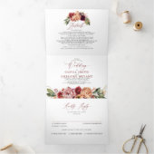 Herfst bloemen Elegant modern Botanical Wedding Drieluik Uitnodiging (Binnen)