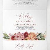 Herfst bloemen Elegant modern Botanical Wedding Drieluik Uitnodiging (Binnenkant midden)