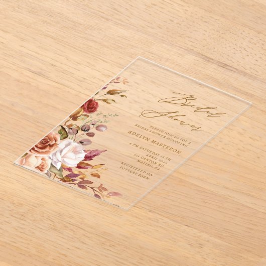 Herfst Bloemen Elegante Bruids Douche Uitnodiging (Laagn)