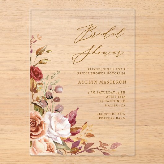 Herfst Bloemen Elegante Bruids Douche Uitnodiging (Voorkant)