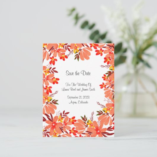 Herfst bloemen en afloopbladen Opslaan datum Briefkaart (Staand voorkant)