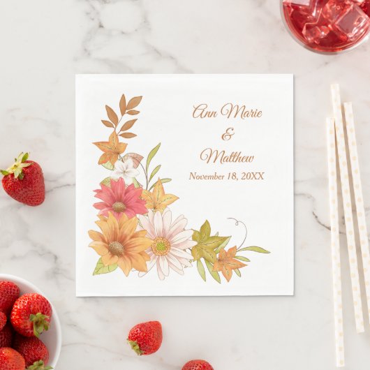 Herfst bloemen en bladeren bruiloft servet (Insitu)