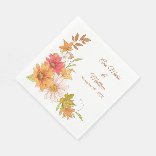 Herfst bloemen en bladeren bruiloft servet (Hoek)