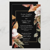 Herfst Bloemen en bladeren Bruiloft Uitnodiging (Voorkant / Achterkant)