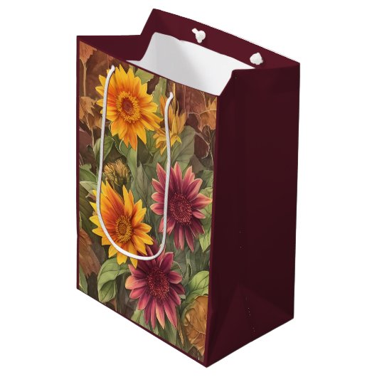  Herfst Bloemen en bladeren Herfstbloemen Medium Cadeauzakje (Voorkant Gekanteld)