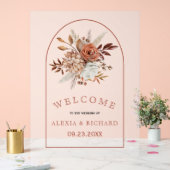 Herfst bloemen en boog bevroren welkom bruiloft acryl bord (Huwelijk)