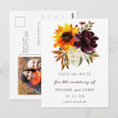 Herfst Bloemen En Foto'S Bewaar De Datum Briefkaart (Voorkant / Achterkant)