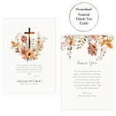 Herfst Bloemen en Kruis Rooms-Katholieke Begrafeni Bedankkaart