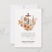 Herfst Bloemen en Kruis Rooms-Katholieke Begrafeni Bedankkaart (Voorkant)