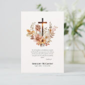 Herfst Bloemen en Kruis Rooms-Katholieke Begrafeni Bedankkaart (Staand voorkant)