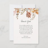 Herfst Bloemen en Kruis Rooms-Katholieke Begrafeni Bedankkaart (Achterkant)