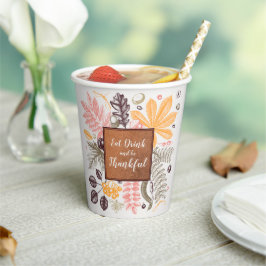 Herfst Bloemen En Planten Papieren Bekers