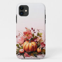 Herfst Bloemen en Pompoenen iPhone case