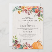 Herfst Bloemen en pompoenen waterverf bruiloft Kaart (Voorkant)