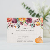 Herfst bloemen en pompoenen waterverf bruiloft RSV RSVP Kaartje (Staand voorkant)