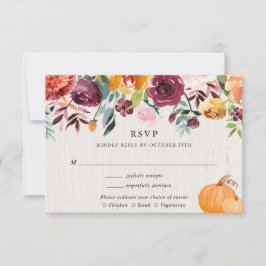 Herfst bloemen en pompoenen waterverf bruiloft RSV RSVP Kaartje