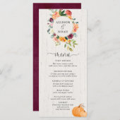 Herfst Bloemen en pompoenen waterverf menu (Voorkant / Achterkant)