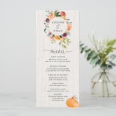 Herfst Bloemen en pompoenen waterverf menu (Staand voorkant)