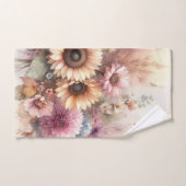 Herfst bloemen en zonnebloemen waterverf pastels bad handdoek (Handdoek)