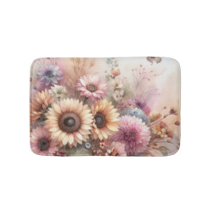Herfst bloemen en zonnebloemen waterverf pastels badmat