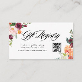Herfst Bloemen Fall Wedding QR Code Registry Informatiekaartje