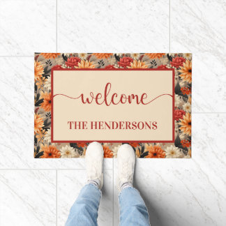 Herfst Bloemen Familienaam Welkom Deurmat