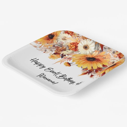 Herfst Bloemen Feest Papieren Bordje (Gebogen)