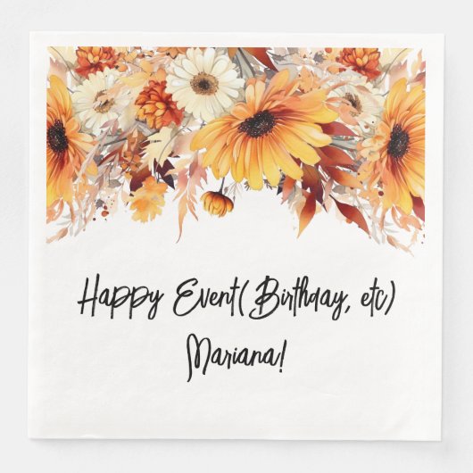 Herfst Bloemen Feest Servetten (Voorkant)