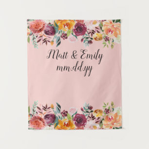 Herfst Bloemen Fotocabine Prop Roze Bruiloft Achte Wandkleed
