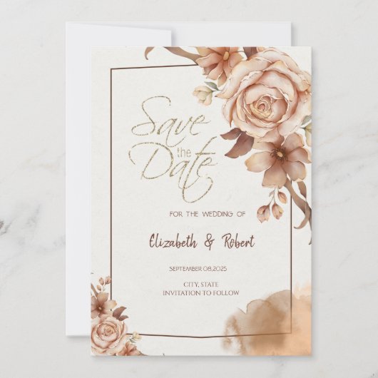Herfst Bloemen Frame Bewaar de Datum Save The Date (Voorkant)