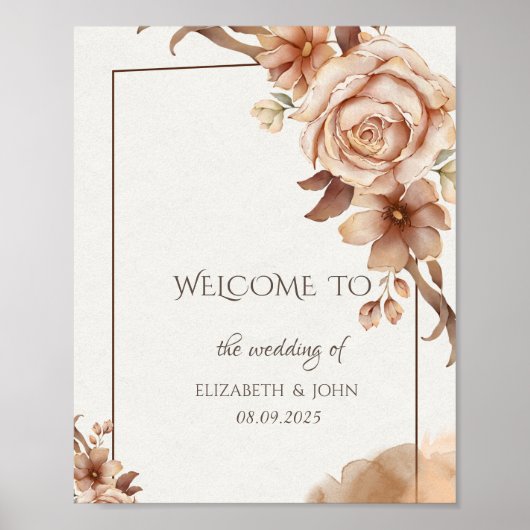Herfst Bloemen Frame Poster (Voorkant)