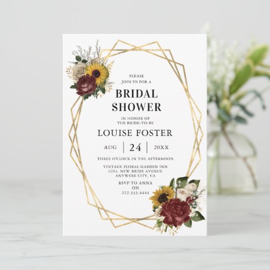 Herfst Bloemen & Geometrisch Lijst Vrijgezellenfee Kaart (Staand voorkant)