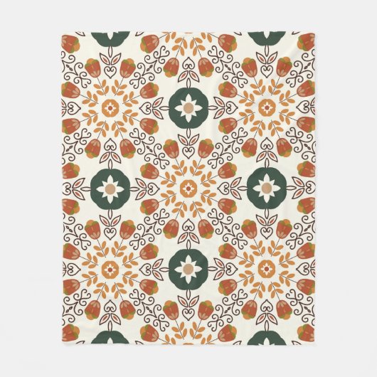 Herfst Bloemen Geometrisch, naadloos. Fleece Deken (Voorkant)