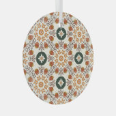Herfst Bloemen Geometrisch, naadloos. Glas Ornament (Voorkant Rechts)