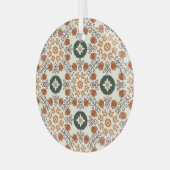 Herfst Bloemen Geometrisch, naadloos. Glas Ornament (Voorkant links)