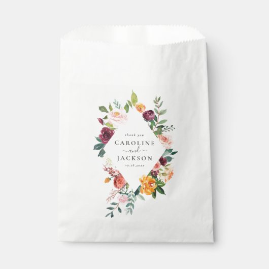 Herfst bloemen gepersonaliseerde bruiloft bedankzakje (Voorkant)