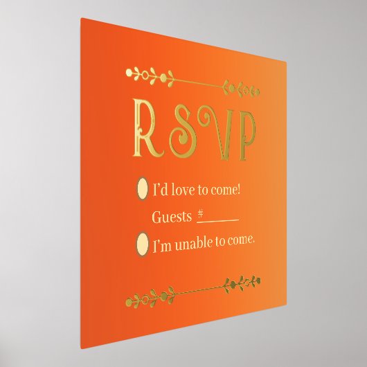 Herfst Bloemen Goud Folie Print RSVP (Laagn)