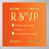 Herfst Bloemen Goud Folie Print RSVP (Voorkant)