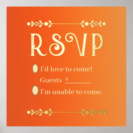 Herfst Bloemen Goud Folie Print RSVP (Voorkant)