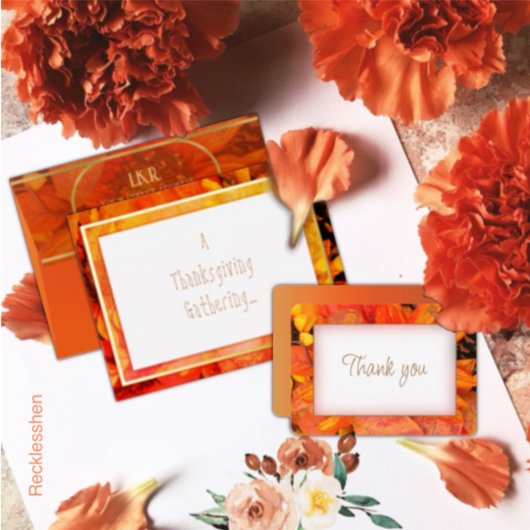 Herfst Bloemen Goud Folie Print RSVP