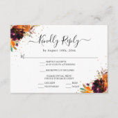 Herfst Bloemen Goud Glitter Verbrande Sinaasappel Informatiekaartje (Voorkant)