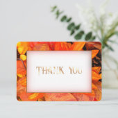 Herfst Bloemen Gouden Bedankkaart RSVP Kaartje (Staand voorkant)